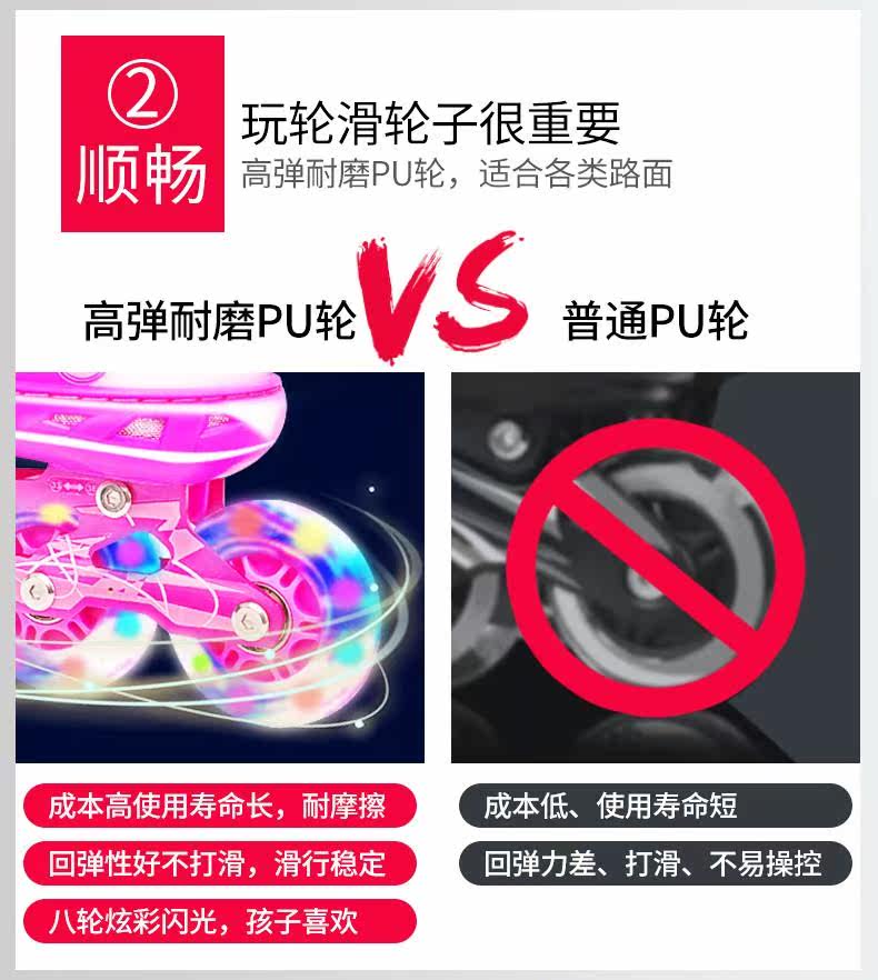 Роликовые коньки для детей 儿童轮滑鞋幼童3-4-5-8-10岁闪光溜冰鞋可调尺码旱冰鞋直排轮套装 Other