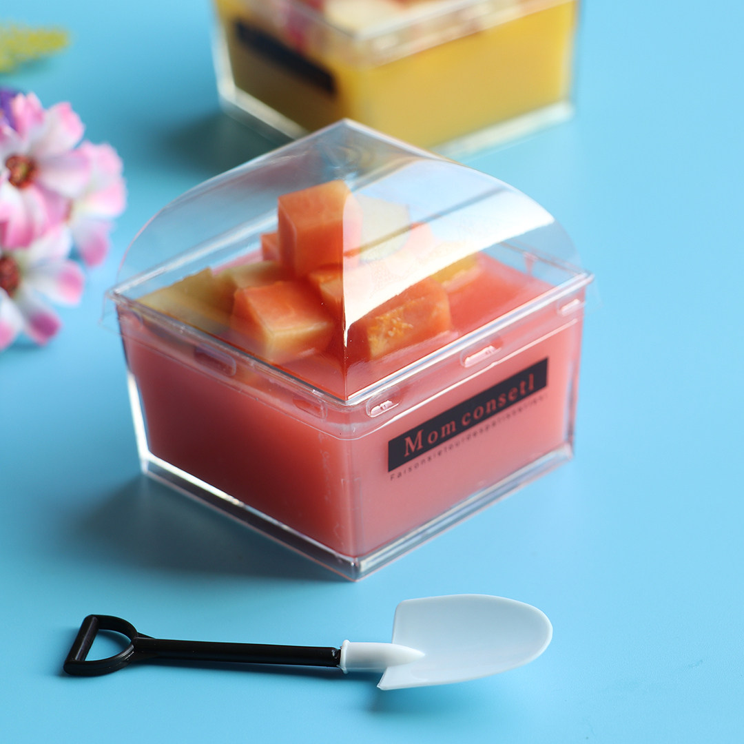 Square mousse cup square wood chaff cup cake West Cup tiramisu cup fruit cup with lid