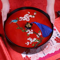 Jinyuan Henglacquer large capacity Sub-grid with cover wood dry fruit box light extravagant living-room candy box Chinese style hand-painted full box