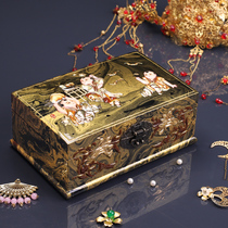 Retro Double hand painted lacquered lacquerware containing box makeup Gifts The Elders Give Their Girlfriends Wedding Gifts Light And Luxurious Gift Boxes