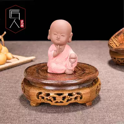 Vase base frame Solid wooden Buddha statue fish tank Odd stone flower pot Chicken wing wood Mahogany ornaments base tray round