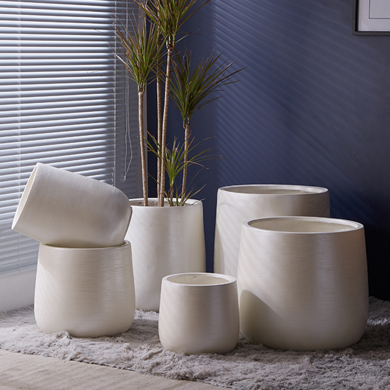 Light Luxury Cream-Colored Ins-Style Bedroom Lightweight Breathable Magnesium Clay Flower Pot Lemon Tree Extra-Large Diameter Balcony Hotel Decoration