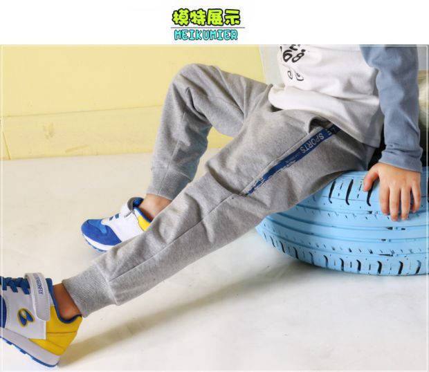 Quần thể thao nam mùa xuân và mùa thu trẻ em cotton mỏng phần quần giản dị ở trẻ lớn tiểu học cậu bé quần mùa xuân - Quần cửa hàng quần áo trẻ em