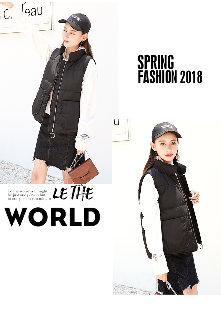 Áo vest ngắn cotton xuống mùa thu đông 2018 mới dày lên tự canh vest hoang dã vest bông sóng thủy triều trong áo kiểu trung niên