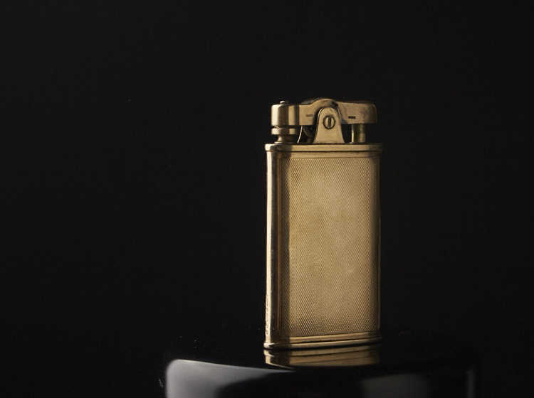 1934 UK Ronson Lang Son Long version 9k Real gold Press Kerosene Lighter Antique Lighter