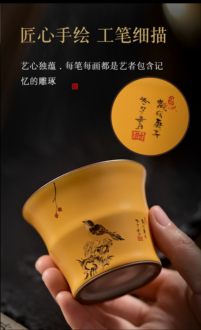 Pastel hand - made master cup of jingdezhen ceramic suit beaming tea cup sample tea cup personal kung fu tea cups