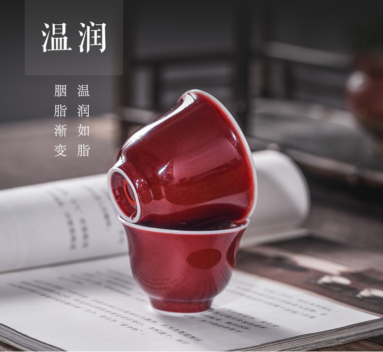 One thousand fire kung fu master of jingdezhen ceramic large individual cup all hand cups ruby red sample tea cup single CPU