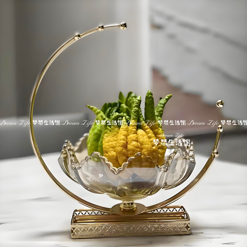Bergamot Tray Vase, High-End European Modern Citron Gourd Flower Vessel, Tall Base, Vintage Flower Arrangement Glass Bergamot Tray Vase, High-End European Modern Citron Gourd Flower Vessel, Tall Base, Vintage Flower Arrangement Glass