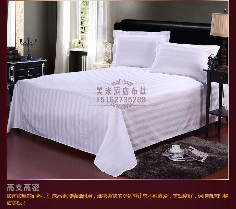 Bộ đồ giường khách sạn bán buôn tấm trải giường màu trắng tinh khiết lanh bông cotton polyester bông satin khăn trải giường