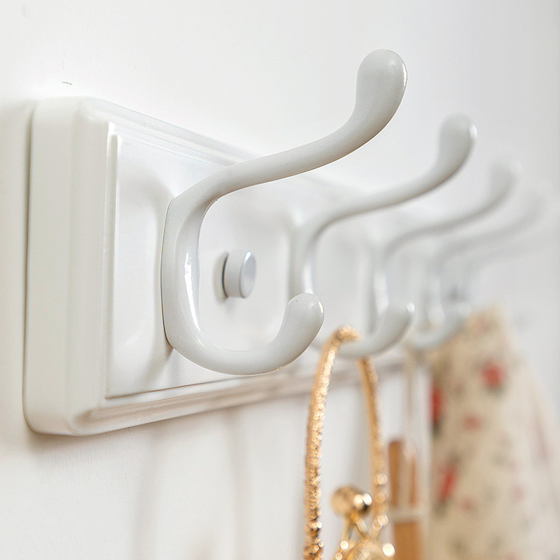 Clothes Wall-Mounted Hanger Hook, Long Strip Wall Hook for Entryway, Coat Hook, Wooden White Coat Hook