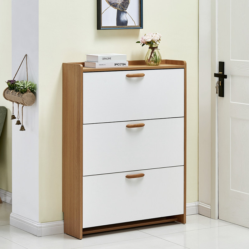 Shoe cabinet doorway 17cm ultra-thin tipping bucket minimalist modern cloister stand shoes cabinet Two-style door hall Easy containing cabinet