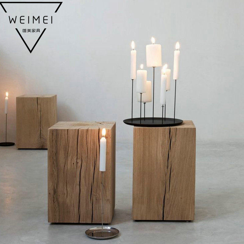 Nordic log pier creative personality root carved edge table low stool square stool tree stump ornaments simple solid wooden stool