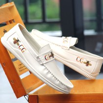 Forest Wolf mens white beans Bean Shoes Sloth to drive mens shoes Summer Trend Breathable Casual a foot pedal small leather shoes