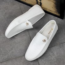 Forest Wolf White Bean-Bean Shoes Men Sloth People Drive Mens Shoes Soft-bottom Breathable White Shoes Casual A foot Foot Leather Shoes