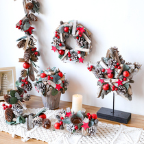 American Wreath Rattan Christmas Candlestick Old ornaments Scene decoration Christmas Decorations Christmas Christmas Tree