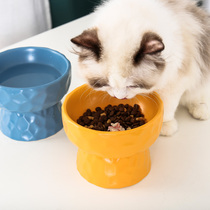 Cat Bowl ceramic protection Cervical Spine Rugged high footed kitty bowl Cat Food Basin Dogs Water Rice Bowl anti-roll Pet Bowl