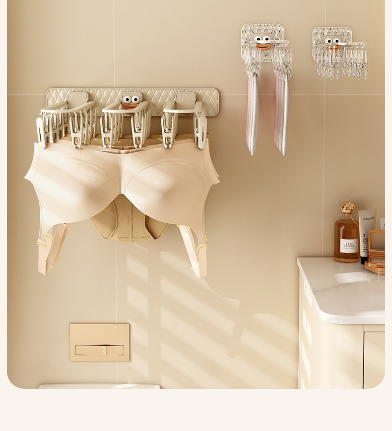 Клипса стойки 晾衣架免打孔防风袜子晾晒架神器阳台卫生间内衣裤夹子衣架可折叠