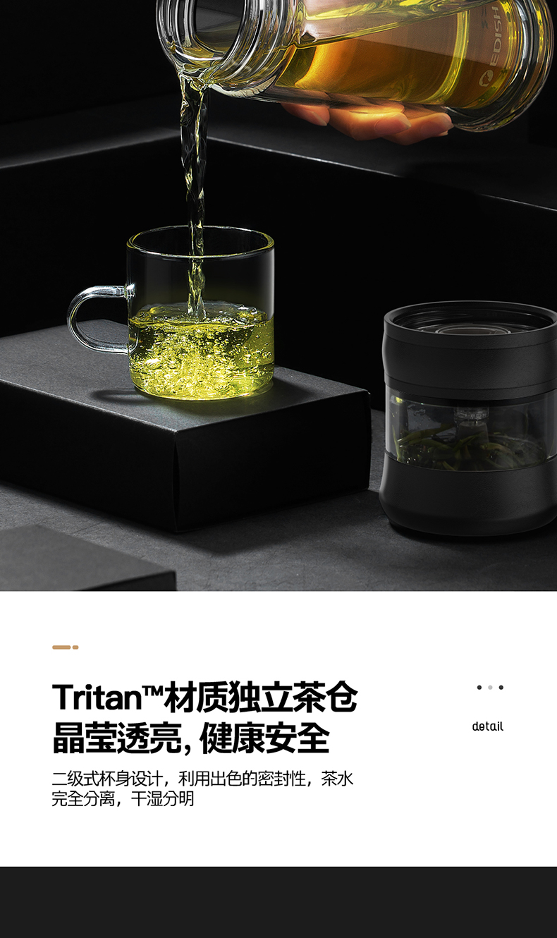 德国品牌 一滴水 茶水分离双层玻璃杯 450ml 图7
