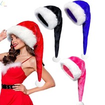 2pcs Long Santa Xmas Velvet Christmas Hats Women Men Adults