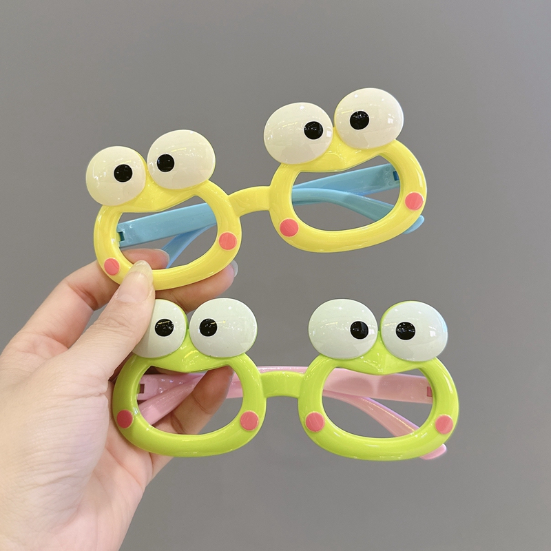 Children's Glasses, Cute Cartoon Frog Glasses Frames for Boys and Girls, Super Cute Lensless Toy Glasses Frames, Trendy