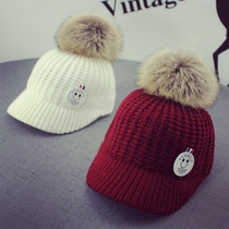 Baby wool hat autumn and winter parent-child childrens hat 2018 new mens and womens childrens wool ball baseball cap mother and child cap