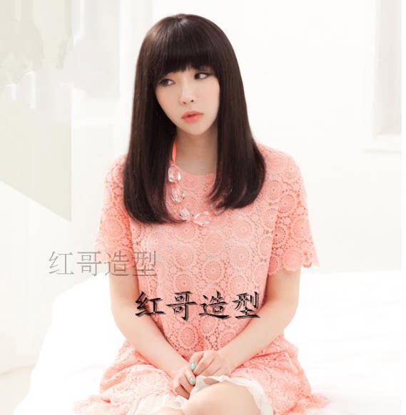 Wig woman short hair long straight hair invisible Korean version slim face girl South Korea long hair natural live-action hair