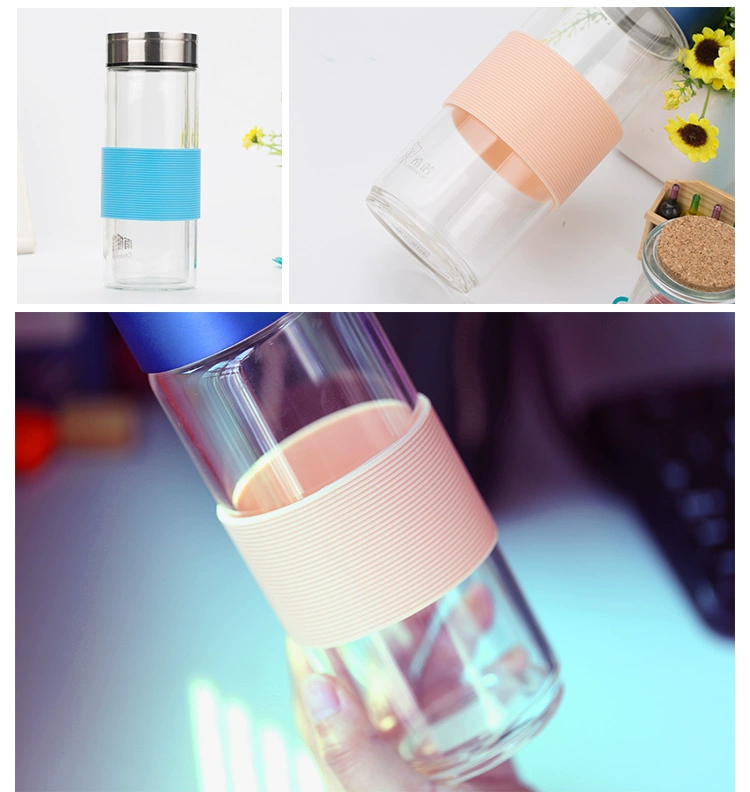 Cốc cách nhiệt Trà Cốc Thủy Tinh Cup Trượt Bìa Tay Áo Dày chịu Nhiệt Chống bỏng Cách Nhiệt Silicone Cup Set