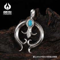  Lingzuo silver Navajo turquoise NAJA sterling silver pendant Indian style imported Turquoise handmade original
