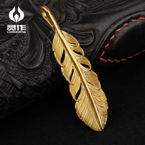 Spirits Silver Silver Accessories Dog Bear Dad Supervision S # 24K Gold Feather Pendant Full Gold Suit Artisanal up Personality Refinement
