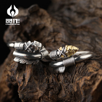  Lingzuo Silver Navajo stone arrow ring 925 sterling Silver Navajo style handmade original design