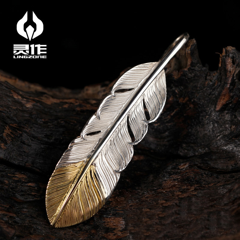 Spirits Silver Jewelry First Gold Pure Silver Feather Series Dog Bear Dads Hands Pungent 18K gold Personality Fashion Pendant