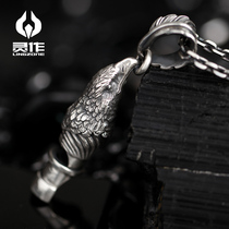 Lingzuo silver jewelry original designGolden eaglesterling silver whistle pendant Eagle mens jewelry sound loud and clear casting