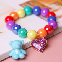 Childrens colorful bracelet little girls colorful bead pendant bracelet jewelry girl cartoon love bow bracelet