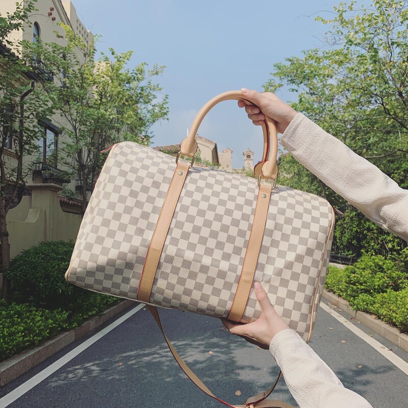 Plaid Travel Bag 2026 New Unisex Fitness Trendy Bag Large Capacity Luggage Bag Single Shoulder Crossbody Handbag