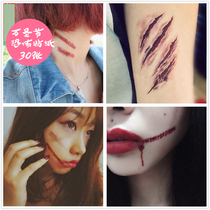 METZ Halloween Waterproof Realistic Wound Horror Tattoo Sticker Bite Blood Scar Special Effects Makeup Sticker Set