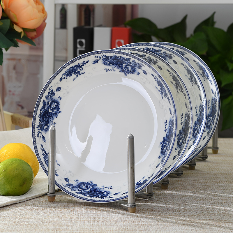 The Food dish home dinner plate ceramic plate round Chinese steak ipads porcelain dish dish dish can microwave oven