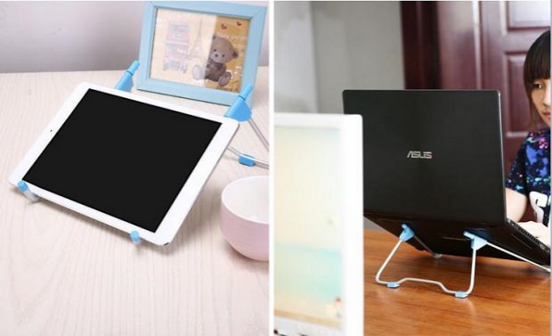 Creative gấp máy tính xách tay bảng nhôm tản nhiệt kim loại giữ tấm điều chỉnh khung lười biếng - Phụ kiện máy tính xách tay miếng dán màn hình laptop