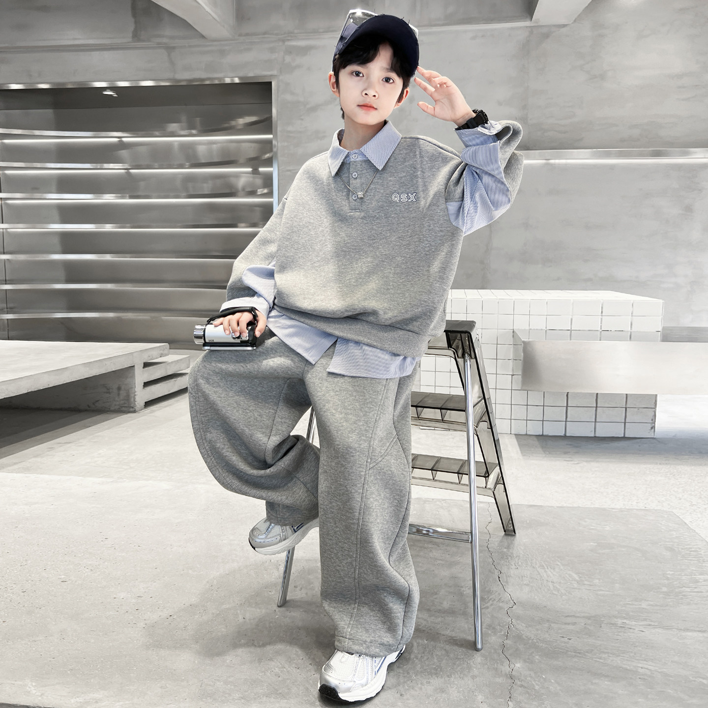 Костюмы для мальчиков, весенние и осенние модели, новинка 2026 года, весенний свитер для больших мальчиков, брюки-двойка, костюм-двойка
