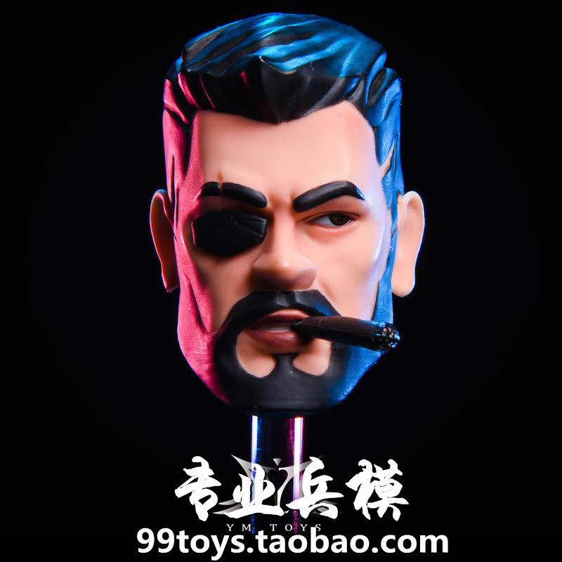 (Physical) YMTOYS YMT024 1 6 Q version cartoon head carving with cigar and eye mask in stock