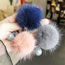 Korean cute big hair ball hair circle soft sister Mink hair head rope rubber band Small fresh forest female department double ponytail female hair rope