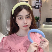 Korean version of the new wide side sponge hair stirrup Candy Color Card-issuing Net Red High Cranial Top Method Color Head Stirrup Hair Accessories