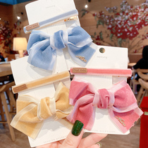 Retro velvet bow hairclip duckbill clip does not hurt hair headwear hairclip edge clip girl top clip