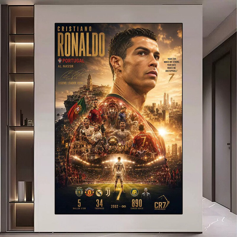 2026 World Cup Football Star Wall Art C. Ronaldo Mbappé Poster Decorative Painting for Bar and Lottery Shop Wall Decoration