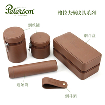 Irish Peterson Grafton leather hard case tobacco pipe can pipe rack storage