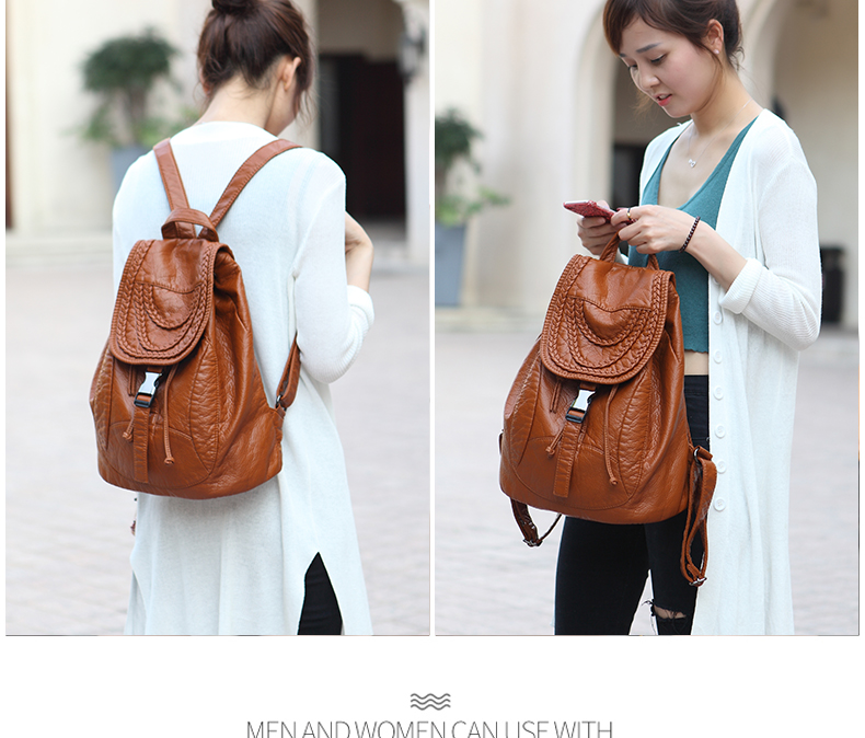 Ba lô nữ triều da 2018 new mềm da cừu Hàn Quốc thời trang hoang dã công suất lớn ladies retro ba lô balo da đựng laptop