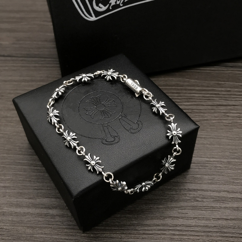 S925 Sterling Silver Bracelet, Retro Stylish Cross Bracelet, Men's and Women's Couple Style, European and American Style Trendy Jewelry