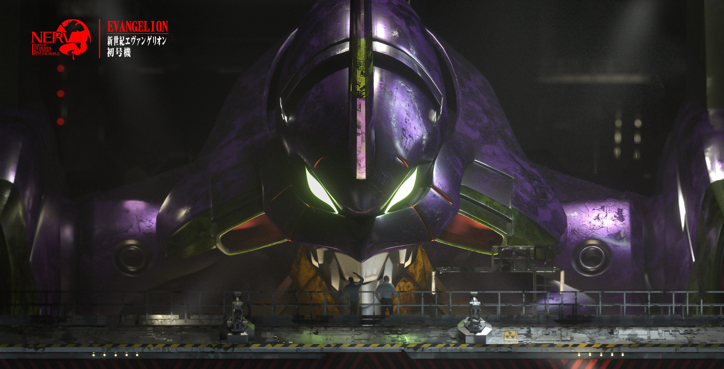 EVA 初号机 NERV 机库 3D 渲染 4K 横版电脑壁纸