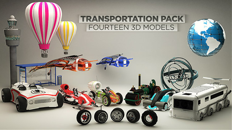 14组交通工具赛汽车C4D模型素材合集 插图1