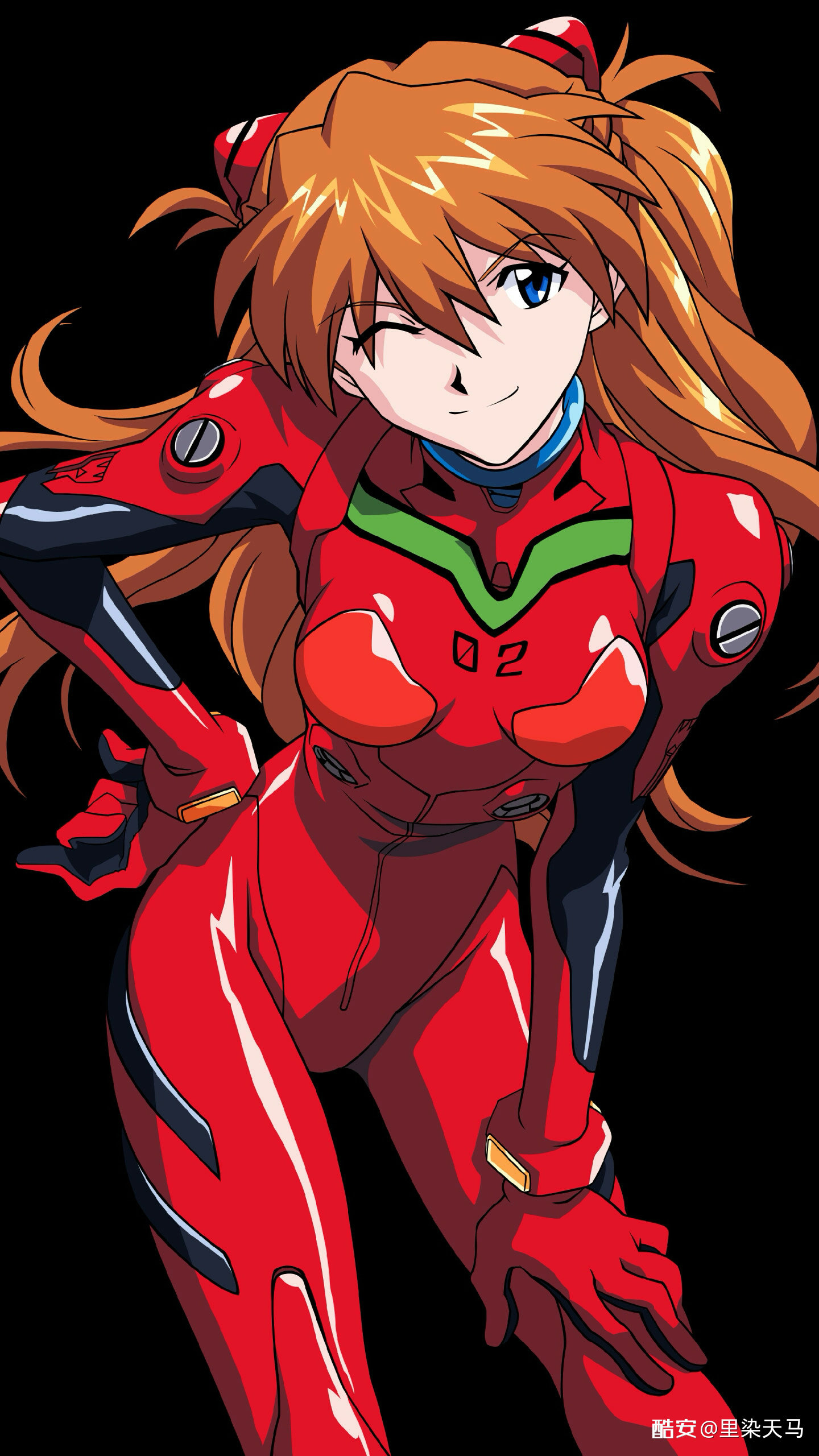EVA 新世纪福音战士明日香 4K 高清手机壁纸 红色作战服原画