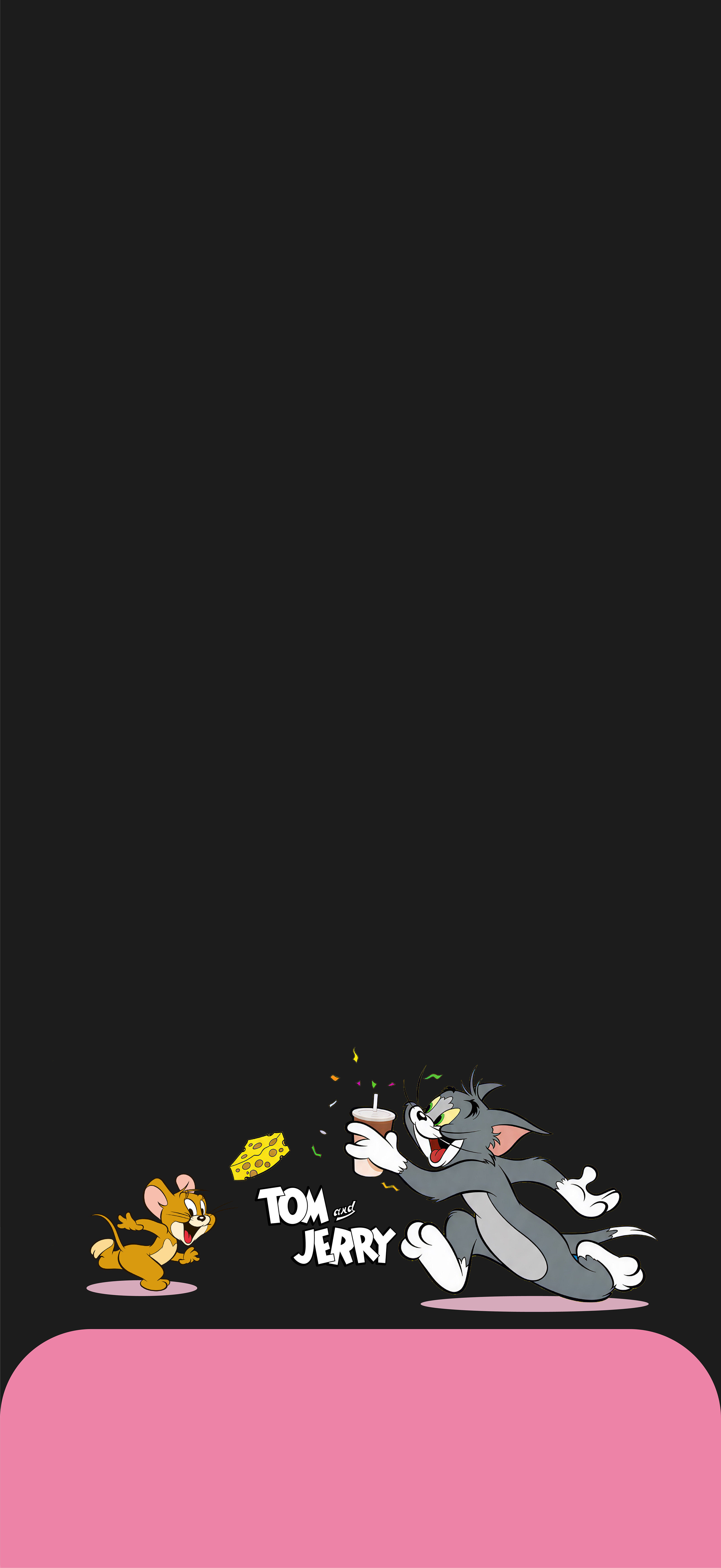 猫和老鼠 Tom and Jerry 壁纸 黑粉撞色圆角怀旧卡通竖版手机锁屏
